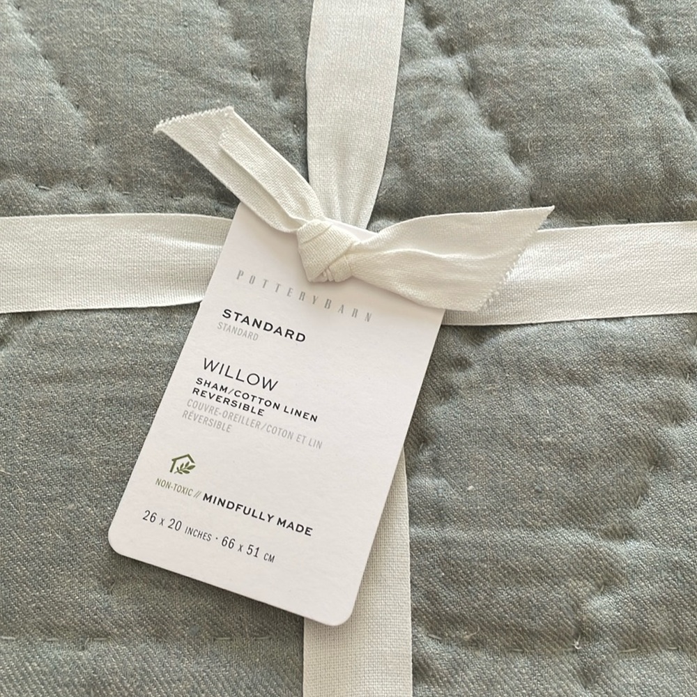 Pottery Barn Standard Willow Sham/Cotton Linen Reversible, NWOT